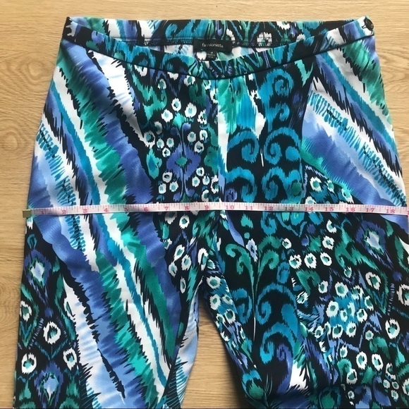 Tropical Print Boho Pants Coastal Blue Teal Abstract Size 4 Lightweight - Picture 10 of 16